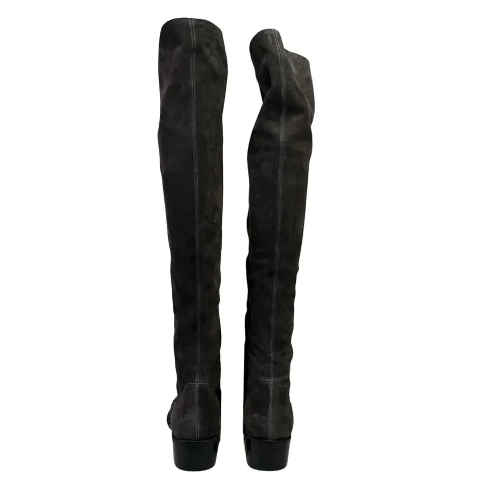Born Women's Over the Knee Boot Crown Cady 2 SZ 7.5 Grey Suede Relaxed Slouchy
